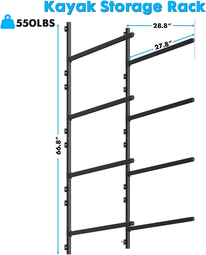 Kayak Storage Rack Heavy Duty, Adjustable Wall Mount Hanger - Image 2