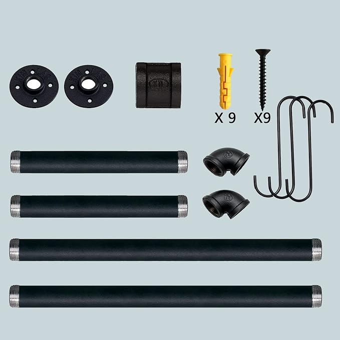 Clothes Rack Wall Mount with 3 Hooks, Industrial Pipe Clothes Rod, Heavy Duty - Image 7