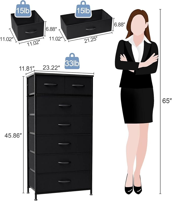 Fabric Dresser with 7 Drawers, Vertical Storage Tower - Image 3