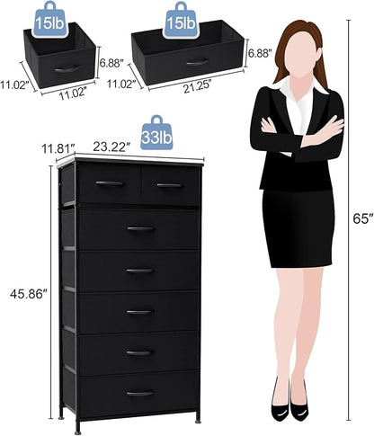 Fabric Dresser with 7 Drawers, Vertical Storage Tower - Image 3