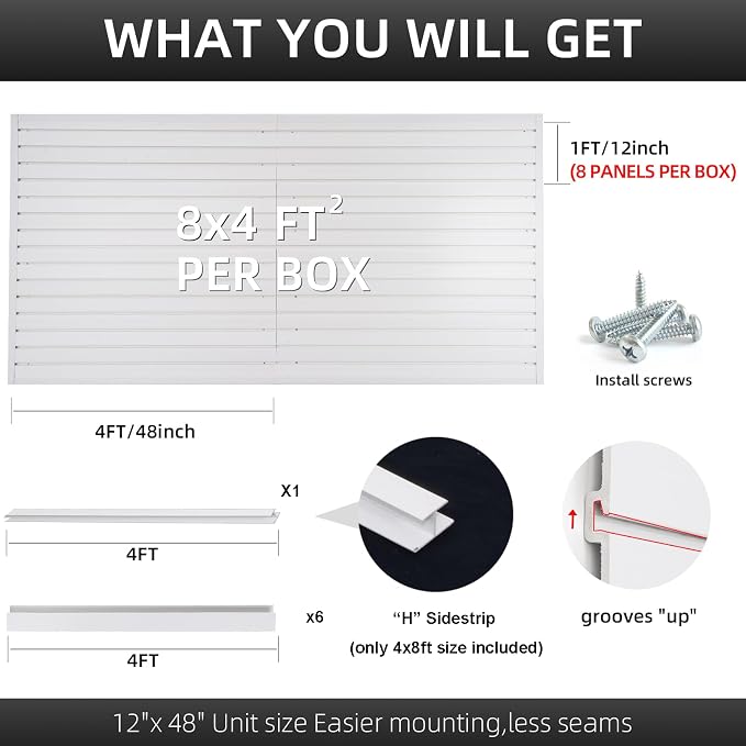 Slatwall Panel 4'x8' Garage Tool Organizer Wall Mount PVC Wall Panels - Image 3