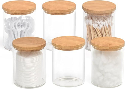 6 Pack Glass Qtip Holder Dispenser Set by BKYFPQ