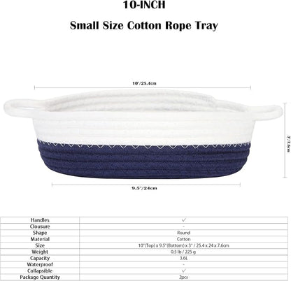 Sea Team 2-Pack Cotton Rope Baskets, 10 x 3 Inches Small Woven Storage Basket - Image 6