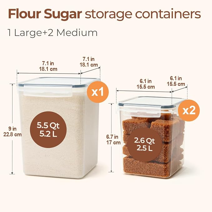 3 PCS Airtight Flour and Sugar Container - Image 2