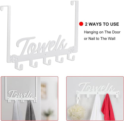 Azmoncy Over The Door Hooks, Towel Rack - Image 4