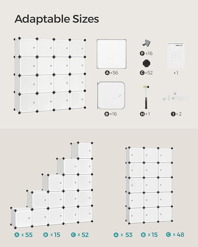 SONGMICS Cube Storage Organizer, Closet Storage Shelves, DIY Plastic Closet - Image 7
