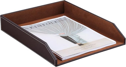 KINGFOM Letter Tray, PU Leather Paper Organizer Tray - Image 4