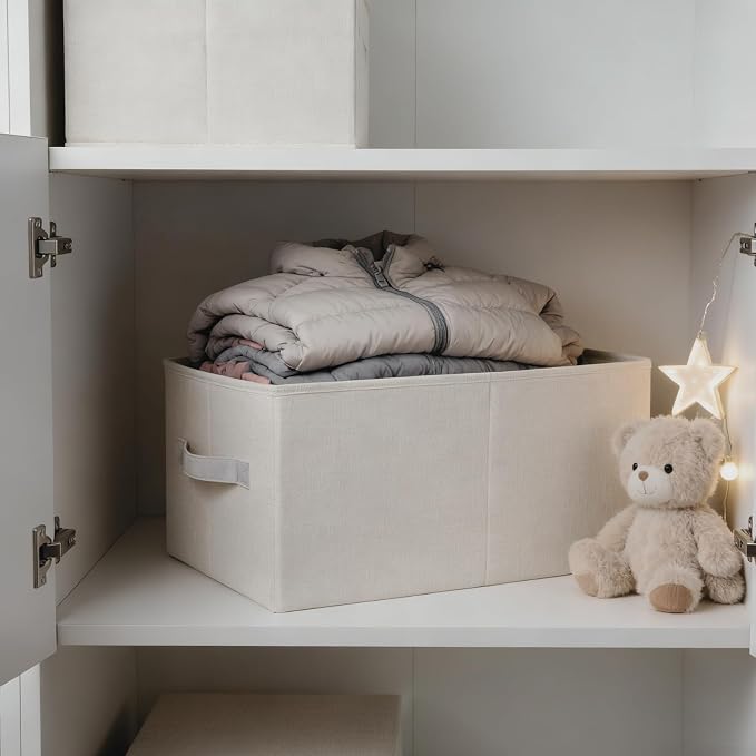 3 Pack Linen Storage Baskets - Image 7