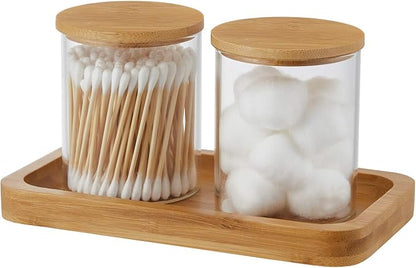 Qtip Holder With Vanity Tray, Glass Apothecary Jars With Lids - Image 8