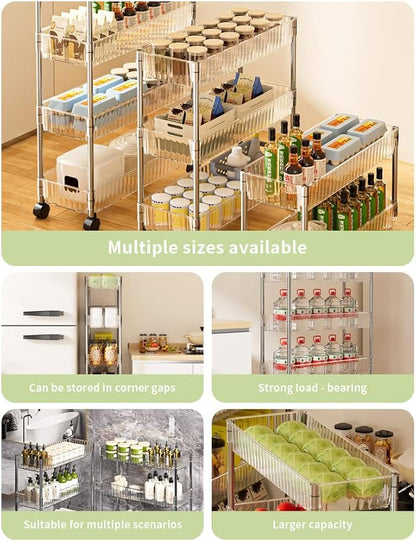 Sooyee Slim Clear 3-Tier Plastic Rolling Utility Cart - Image 4