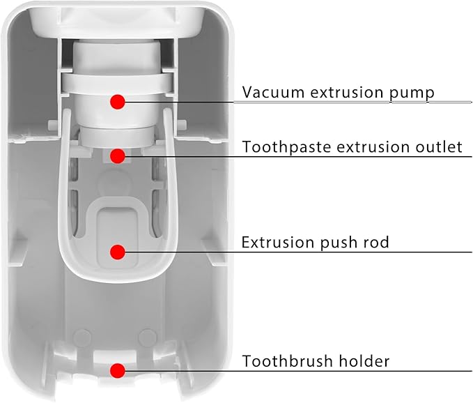 2 Slot Toothbrush Holder and Toothpaste Dispenser Wall Mounted, Automatic - Image 3