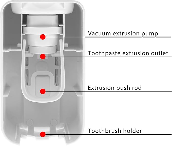 2 Slot Toothbrush Holder and Toothpaste Dispenser Wall Mounted, Automatic - Image 4