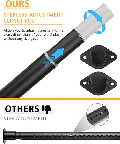 Closet Rod, 17 to 28 Inch Heavy Duty Adjustable Metal Clothing Rack - Image 2