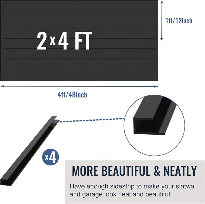 Slatwall Panel Garage Organizer PVC Slatwall Heavy Duty Wall Mounted Rack - Image 3