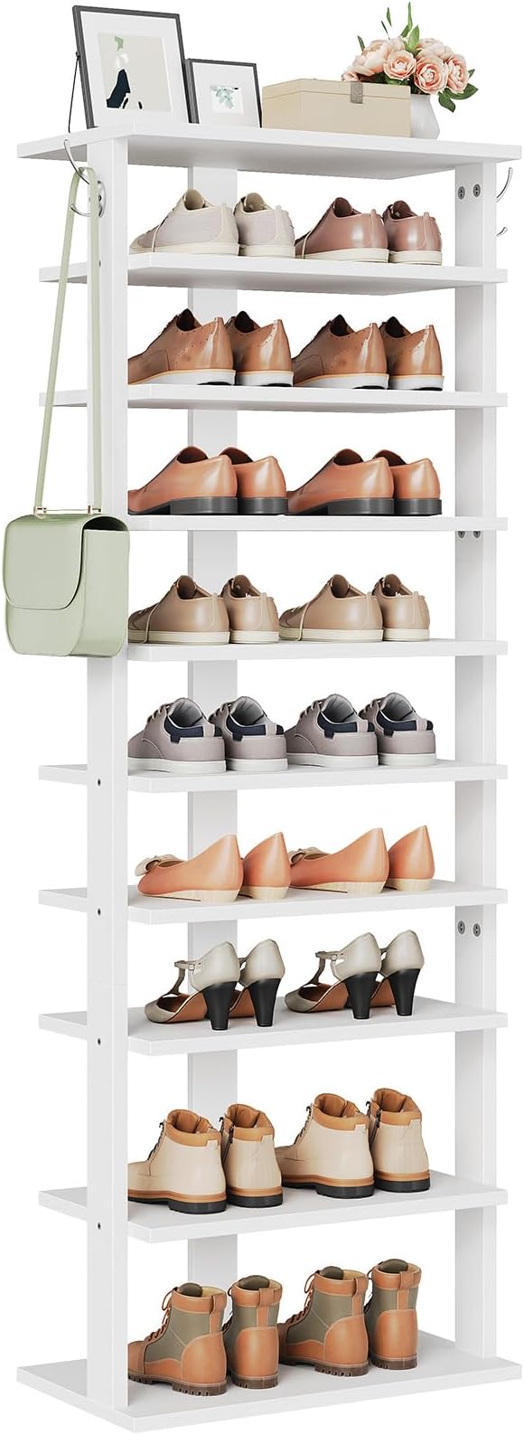 HOOBRO 10 Tiers Vertical Shoe Rack, Wooden Shoe Storage Organizer - Image 8