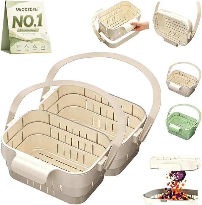 2-in-1 Foldable Sink Colander Hanging Kitchen Drain Basket Collapsible Faucet by Unknown