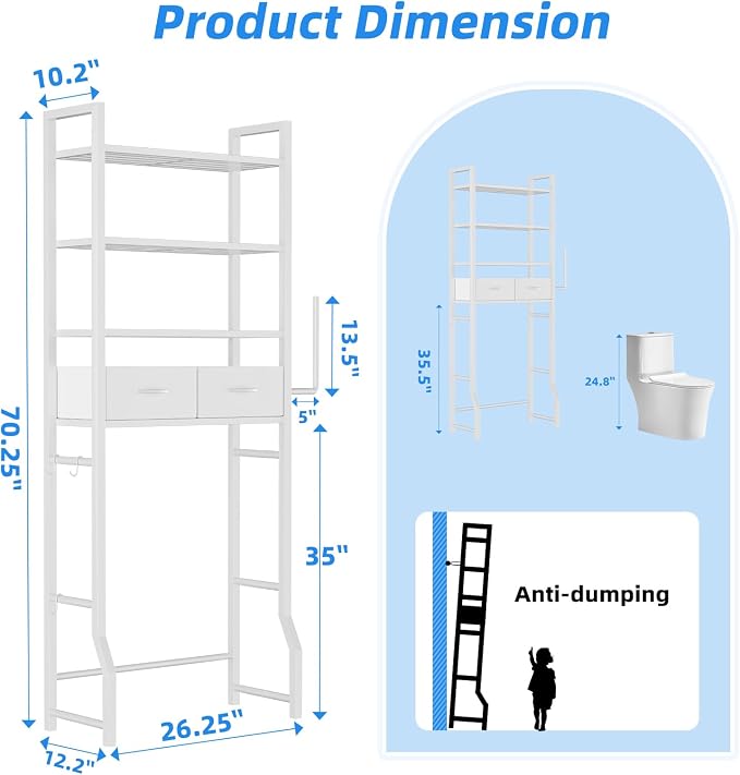 Simple Trending 4 Tier Over The Toilet Storage - Image 8