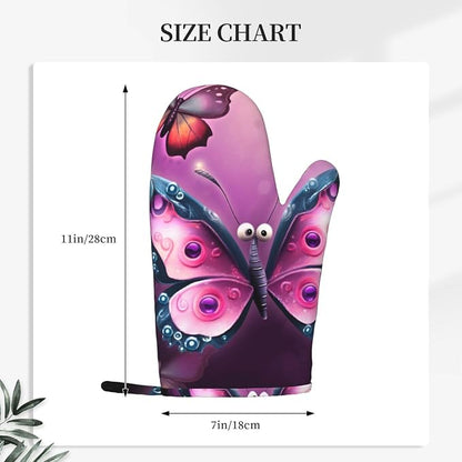 Cute Butterfly Print Oven Mitts Set of 2, Heat Resistant Silicone Oven Mittens - Image 4