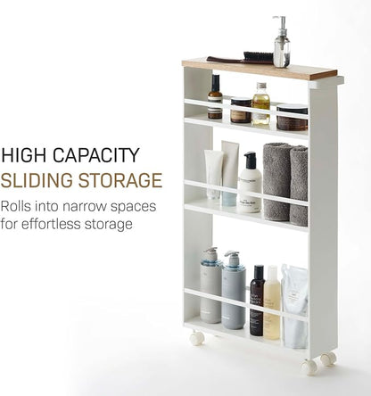 YAMAZAKI home Tower Rolling Slim Storage Cart - Image 3