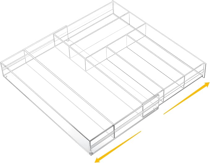 1 Pcs Acrylic Drawer Organizer 9'' up to 18'' x 15'' x 2'' Expandable Drawer by Briwooody