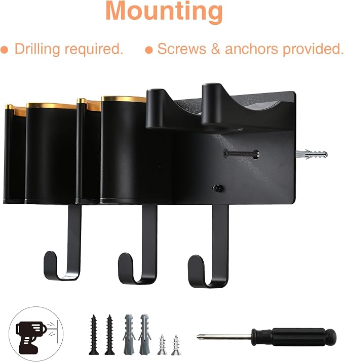 Hair Tool Organizer Wall Mount, Hair Dryer Curling iron Organizer, Flat Iron - Image 8