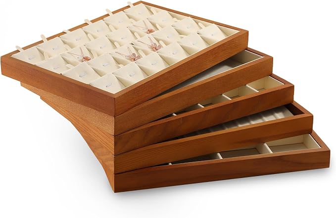 Necklace Organizer, Wood Jewelry Necklace Tray, Premium Earring Storage - Image 5