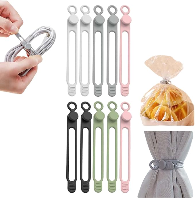 Data Cable Organizer, Silicone Cable Ties Reusable by Viwgnxy