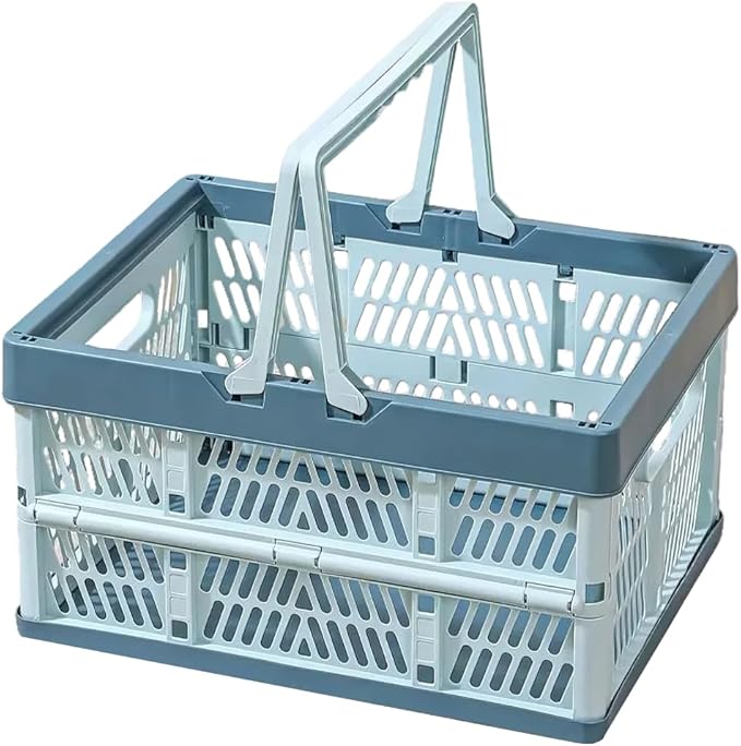Collapsible Storage Crate with Handles, Milk Crates，33L Foldable Plastic by YTAONS