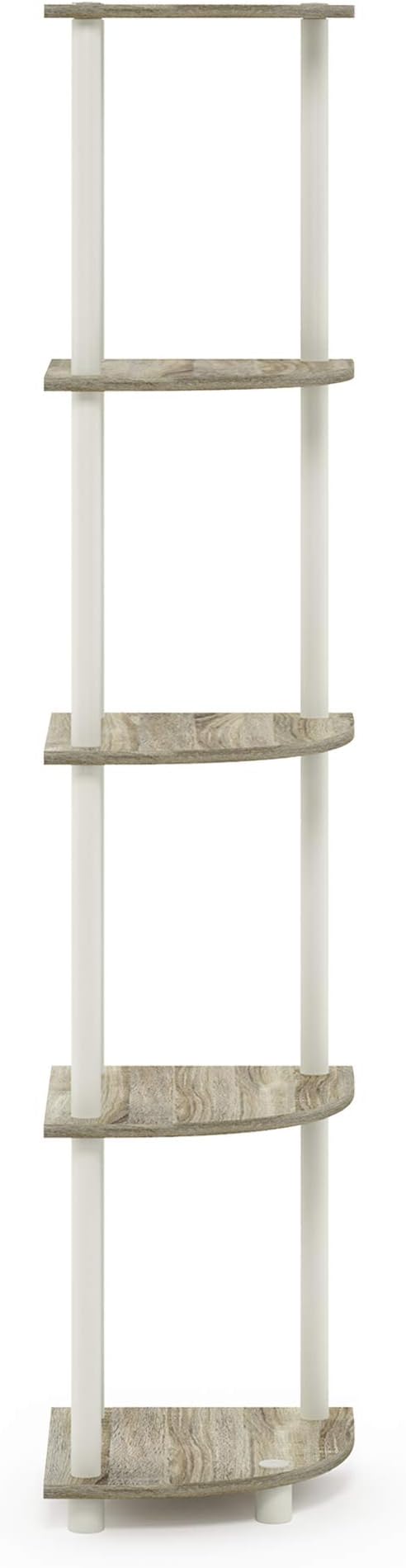 Furinno TURN-N-TUBE Corner Shelf, 5-Tier Corner Bookshelf, Open Storage Shelves - Image 9