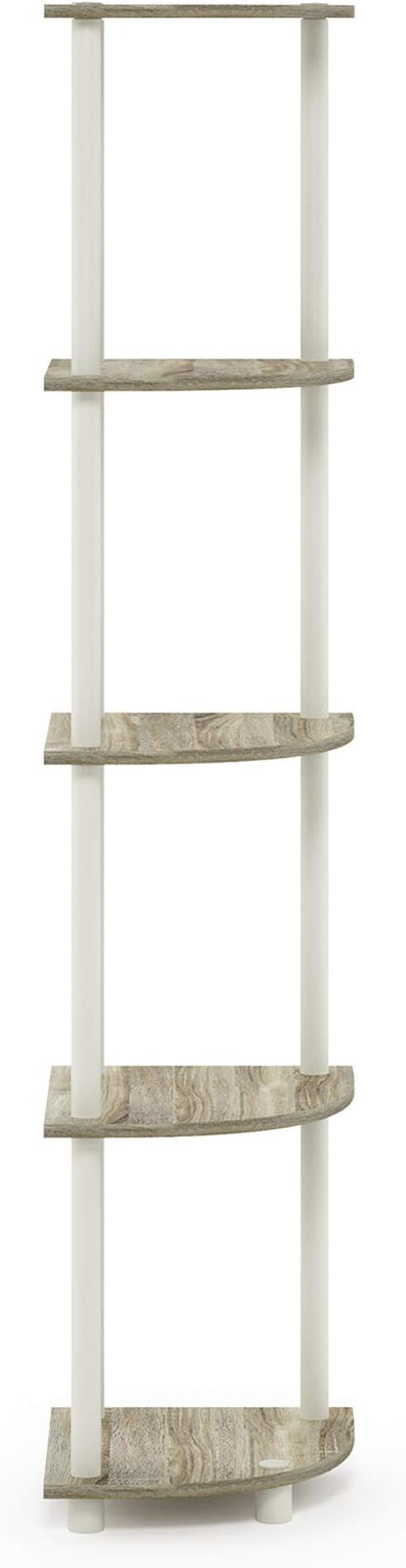 Furinno TURN-N-TUBE Corner Shelf, 5-Tier Corner Bookshelf, Open Storage Shelves - Image 9