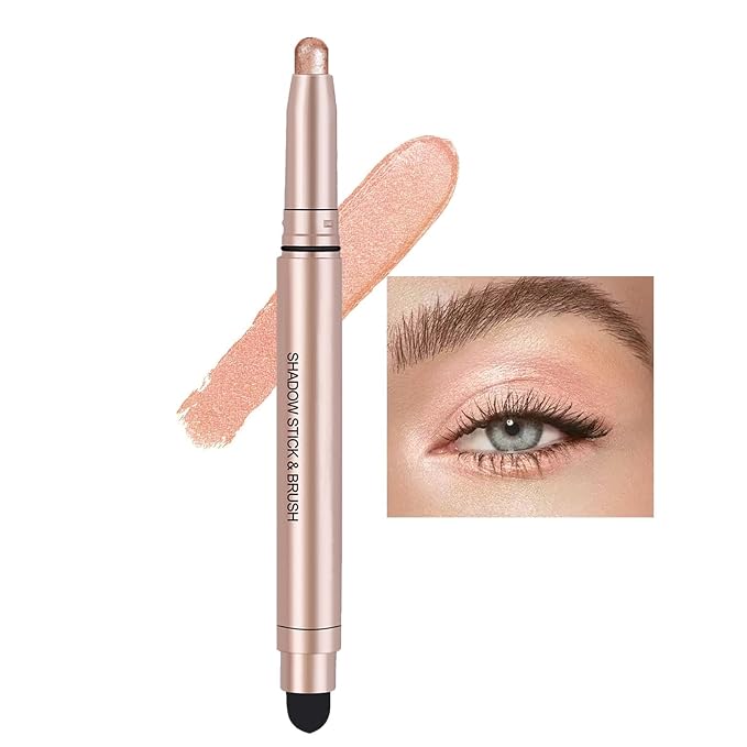 Champagne Eyeshadow Stick, Shimmer Cream Single Eyeshadow Pencil High Pigmented - Image 2