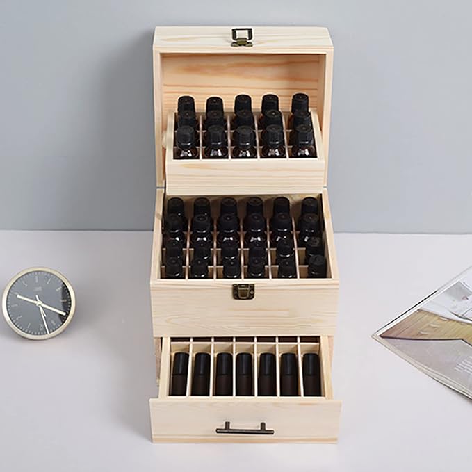 3 Tiers Essential Oil Storage Box, Wooden Perfume Bottle Display Organizer Case - Image 6