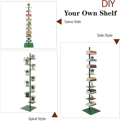 9 Tier Metal Spine Bookshelf Tower, Adjustable Vertical Tower - Image 6