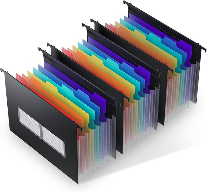 ThinkTex Plastic Expanding Hanging File Folders, 7 Innovative 1.2" Accordian by ThinkTex