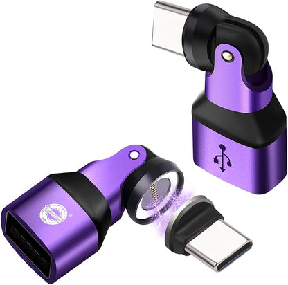 Mini USB A to C Magnetic Adapter 2 Pack, 480 Mbps USBC Male to USB 2.0 Female by EndlesShine