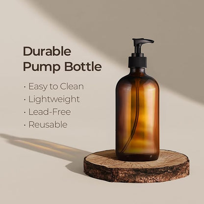SOUL ONE 16oz Amber Glass Hand Soap Dispenser, 2 Pack - Image 2