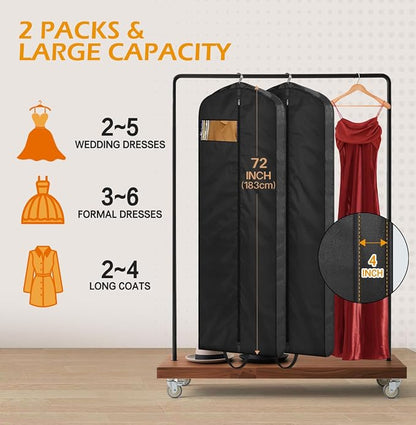 MISSLO 72" Wedding Dress Garment Bag Waterproof Garment Bags - Image 4