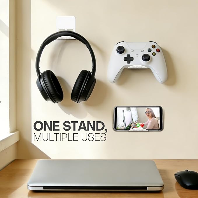 Wall Mount Headphone Stand, 2-in-1 Bendable Silicone Controller Holder - Image 2