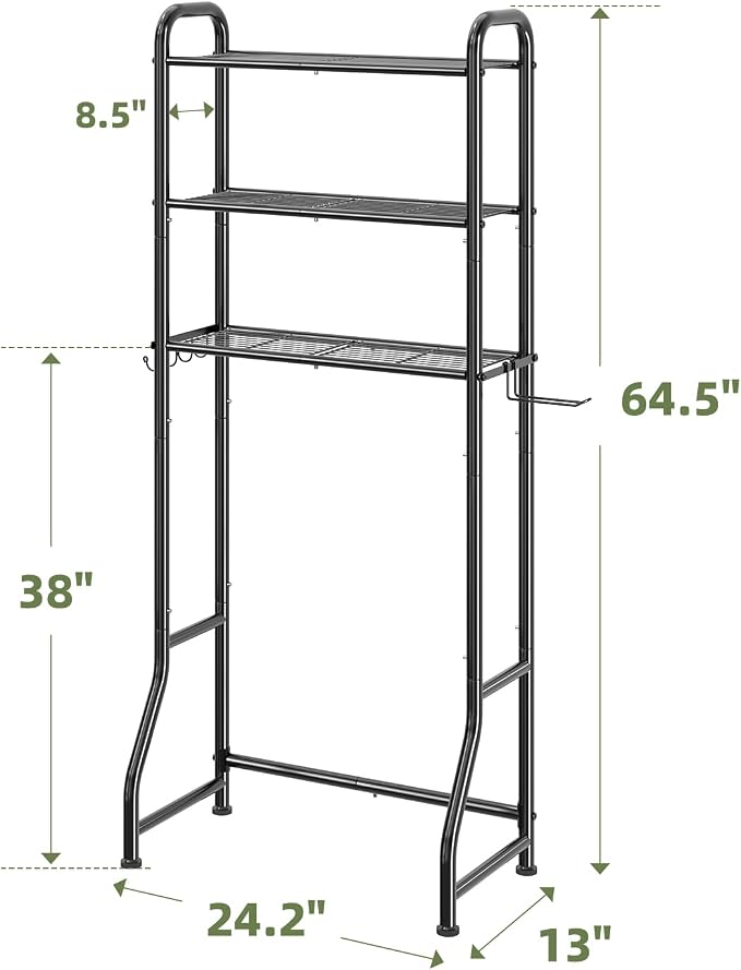 Simple Trending Over The Toilet Storage Rack, Metal 3 Tier Bathroom Organizer - Image 7