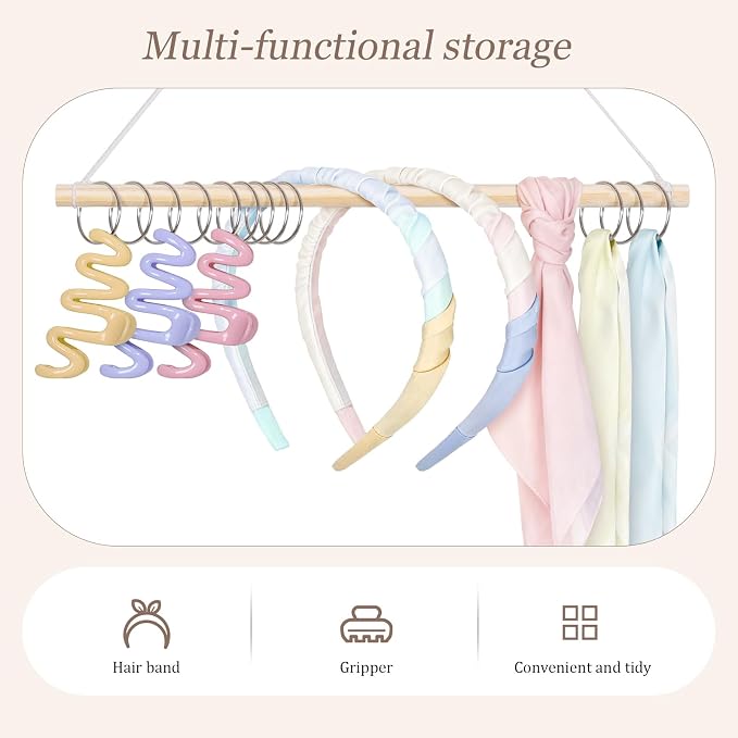 SNOWSTAR Macrame Hair Claw Clip Organizer with10 Metal Rings, Hanging Hair Clip - Image 5