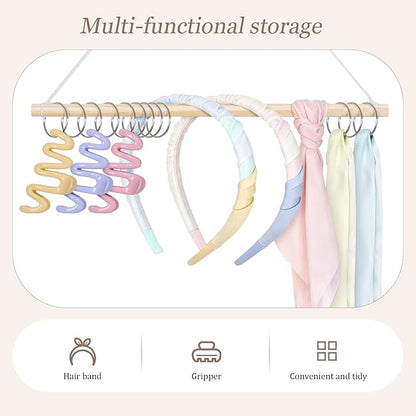 SNOWSTAR Macrame Hair Claw Clip Organizer with10 Metal Rings, Hanging Hair Clip - Image 5