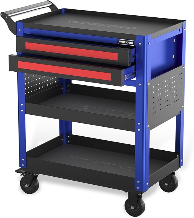 WORKPRO Premium 28" 2-Drawer Rolling Tool Cart, Heavy Duty Utility Industrial by WORKPRO