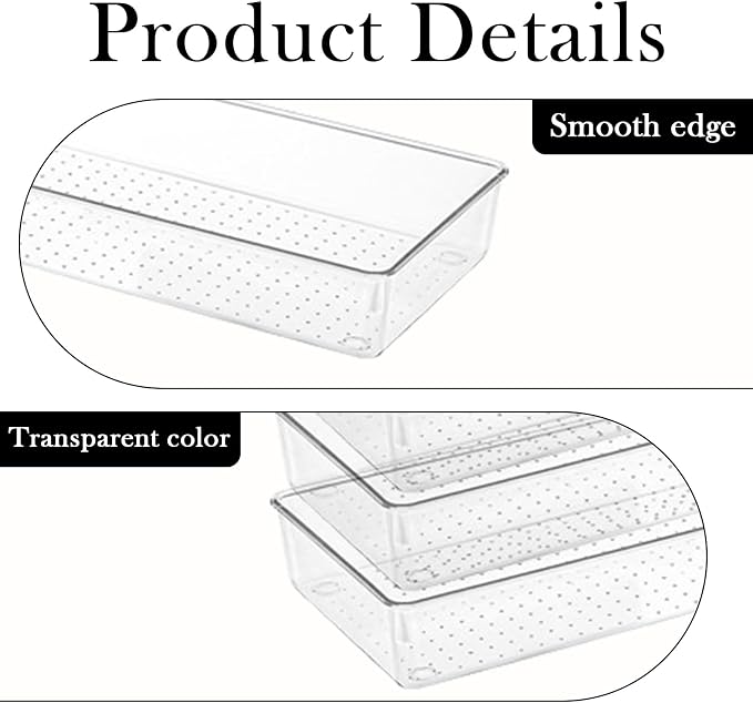 6 Pack Clear Drawer Organizer Trays Plastic Drawer Organizers Set 15 x 6 x 2 - Image 3
