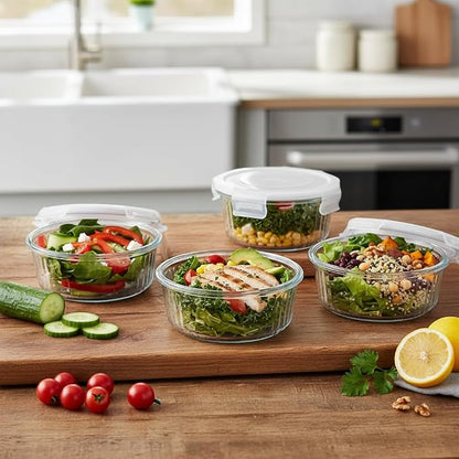 H.JSS WDJS 1.5 cup Round Glass Food Storage Containers - Image 4