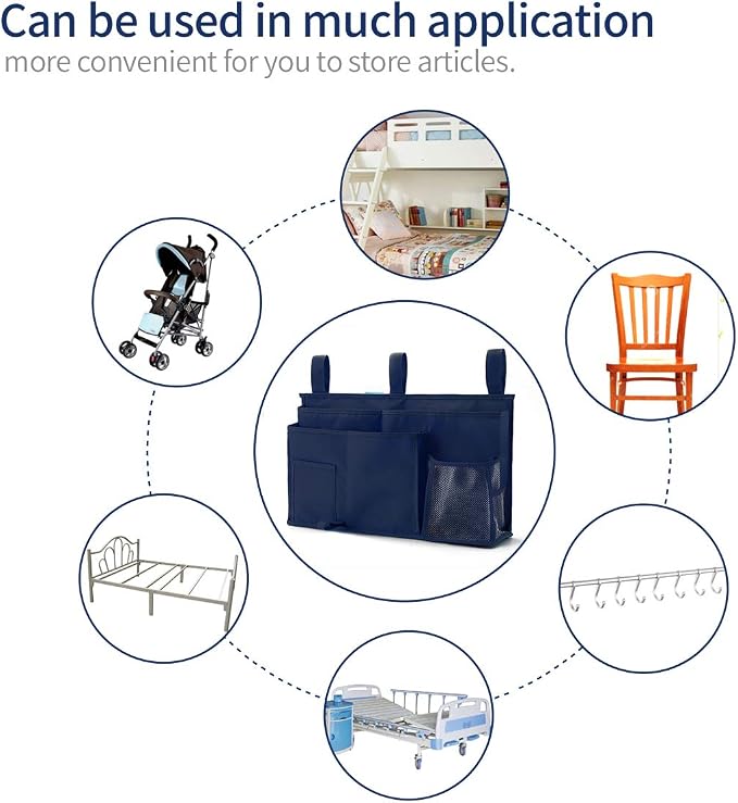 Bseash Bunk Bed Organizer, Bedside Caddy Hanging Bed Organizer Storage Bag 8 - Image 5
