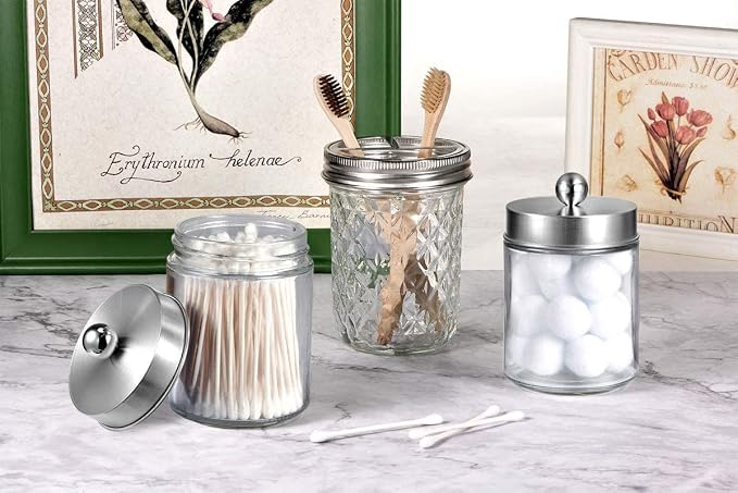 Amolliar Apothecary Jars Bathroom Vanity Organizer -Countertop Canister Jar - Image 5