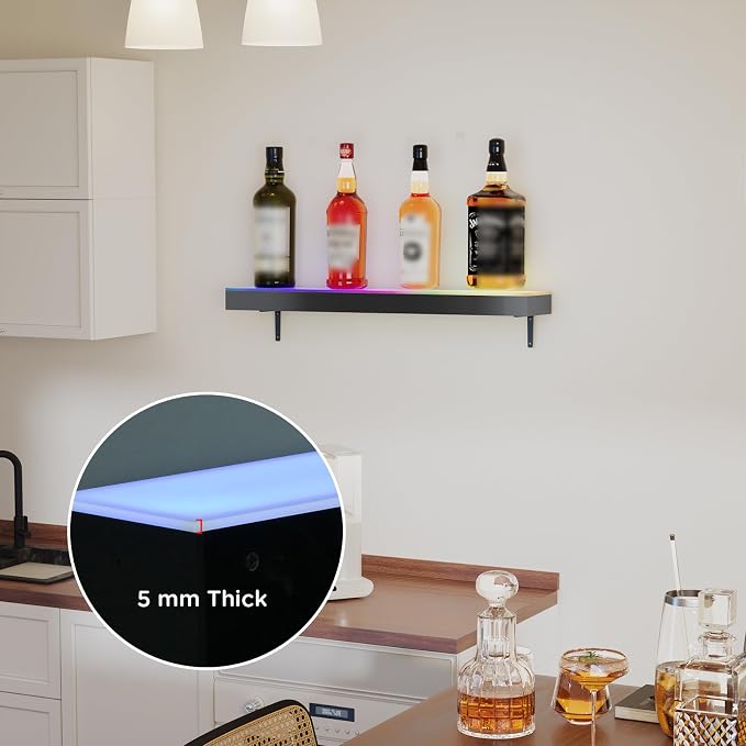 Dethan 1 Tier 24 Inch LED Lighted Liquor Bottle Display Shelf - Image 6