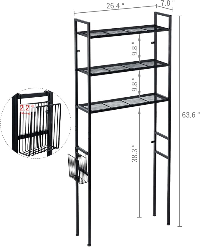 MyGift 3 Tier Over The Toilet Storage, Freestanding Bathroom Organizer Shelf - Image 5