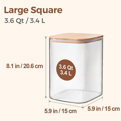 ComSaf 3.6 Qt Glass Food Storage Containers Set of 2, Large Storage Containers - Image 2
