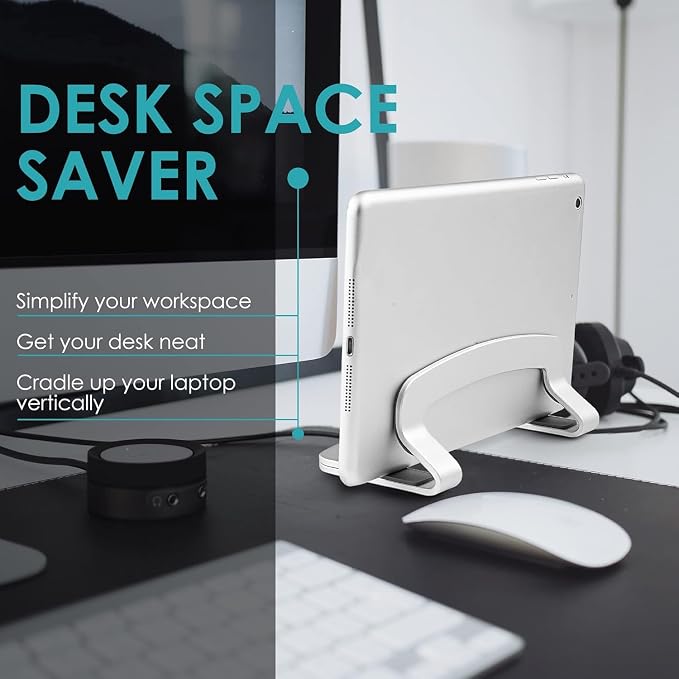 LOTEYIKE Aluminum Vertical Laptop Stand, MacBook Pro Laptop Vertical Stand Dock - Image 5